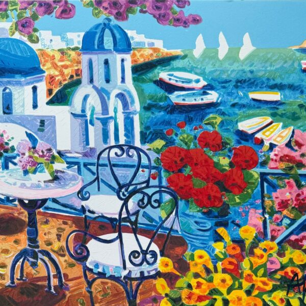 Tre vele all'orizzonte e luce a Santorini | Athos Faccincani