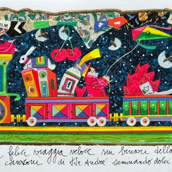 Il trenino dei sogni felici viaggia veloce (fondo bianco) | Francesco Musante