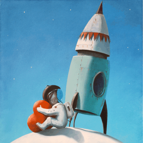 " Abbraccio spaziale! "cm 19x19 | Diego Santini