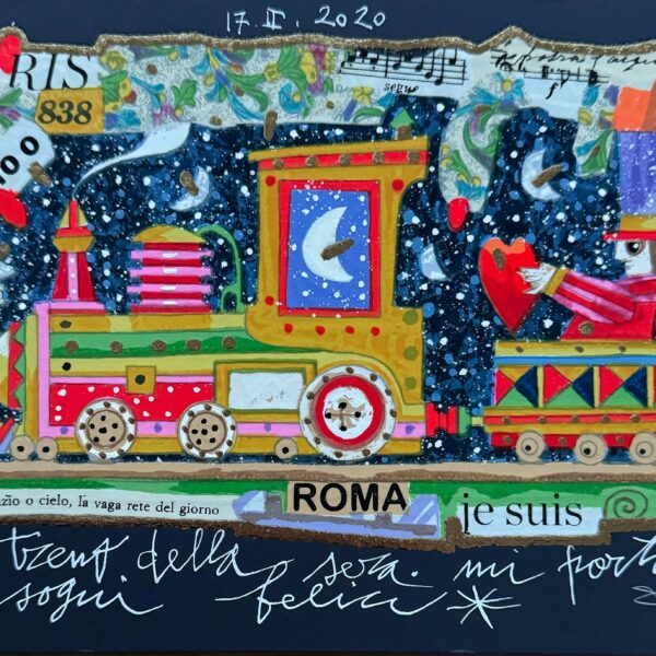 Il treno della sera mi porta sogni felici (fondo blu) | Francesco Musante